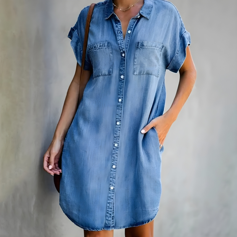 Tara | Denim Jurk met Buikbedekking